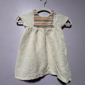 Rabbit Bear Girls Cream Cotton Dress Size 4T Textured Fabric
